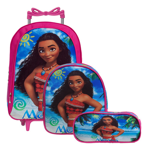 Kit Mochila Infantil Bolsa Feminina Rodinha Moana Barata