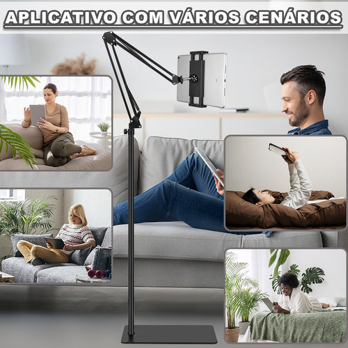 Suporte Articulado Chão Para Celular 360°tablet Ajustável