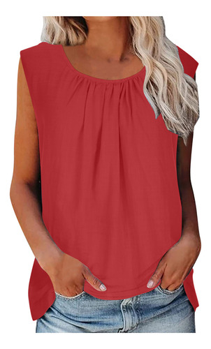 Polera Sin Mangas Casual De Color Liso Para Mujer, Talla L