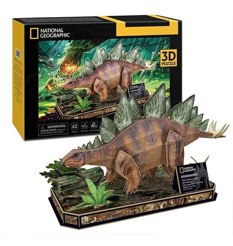 Puzzle 3d National Geographic Stegosaurus 62 Pcs - Cubicfun