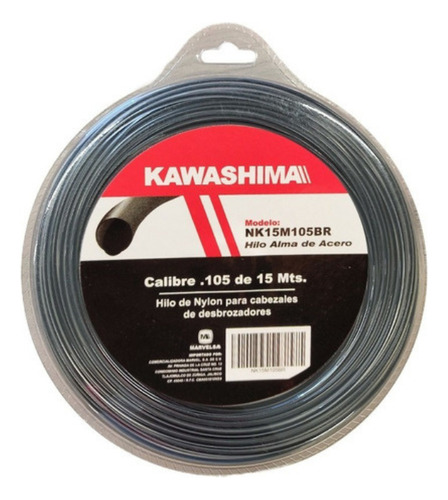 Hilo Nylon Kawashima 2.70mm X 15 Mts Redondo Nk15m105br Color Gris
