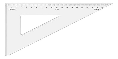 Esquadro Trident Acrílico 21cm 30º/60º/90º Com Escala 1621
