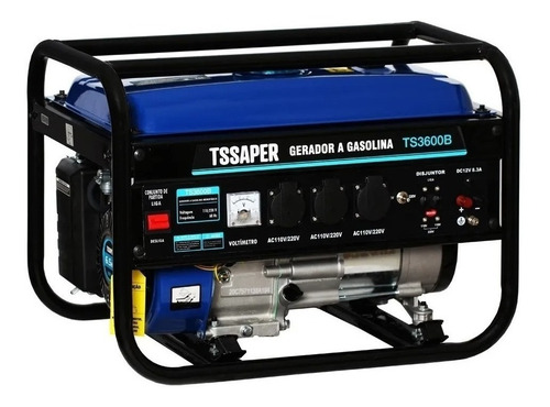 Gerador de Energia a Gasolina Portátil 4 tempos 6,5hp Monofásico com tecnologia AVR 110/220V Tssaper TS3600B