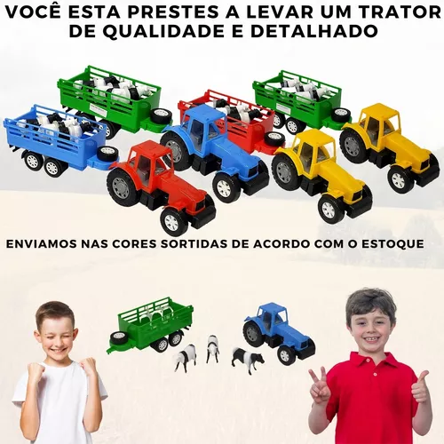 Kit Caminhão Trator Bois Animais Fazenda Brinquedo Infantil