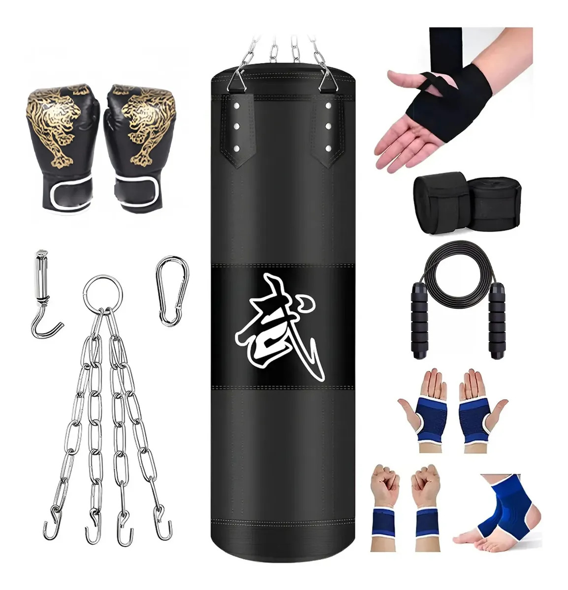 10pzs Saco Costal De Boxeo Para Entrenamientos Diarios 120cm Negro