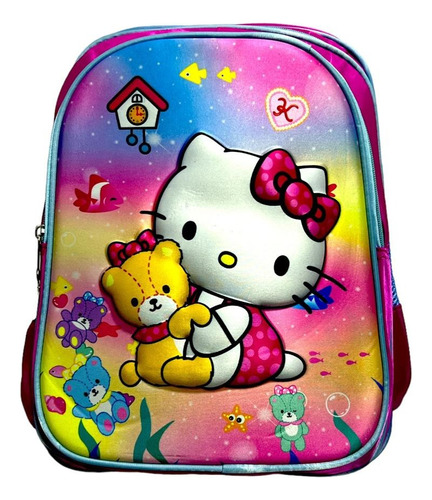 Mochila Gatita Hello Kitty 3d Escolar Jardín Colonia Premium