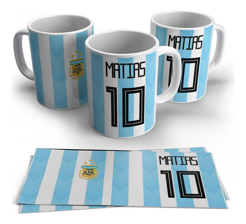 Taza Camiseta Argentina Pack Por 5 Unidades