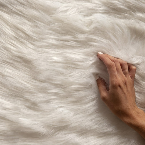 Capa Pelego Natural Cadeira Poltrona Sofá Alta Qualidade Cor Branco Polar (bege Suave Natural) Desenho Do Tecido Liso