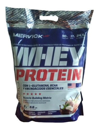 Mervick Lab Whey Protein X 3kg Proteína De Suero 3 Sabores