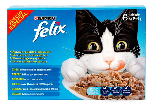 Alimento Húmedo Gato Adulto Sabores Surtidos Felix X6und