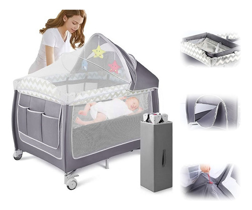 Cuna Corral Plegable Para Bebe Con Ruedas Y Mosquitero