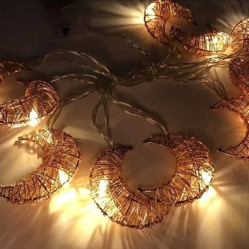 Imagen 1 de 4 de Guirnalda De Luces Luna Tipo Ratan De Cobre Deco Eventos