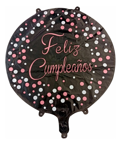 Globo 18 Metalico Estampado Cumpleaños Negro Feliz Cumpleaños