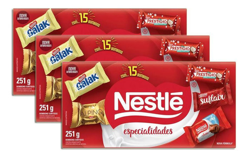 Kit 3 Caixa De Bombom Especialidades Nestle