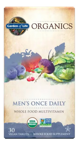 Garden Of Life Men's Once Daily,Multivitamínico Para Hombres, 30 Tabletas
