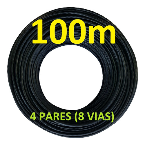 Cabo Rede Cat5e Preto Rolo 100m Utp Lan 4 Pares Net Metros