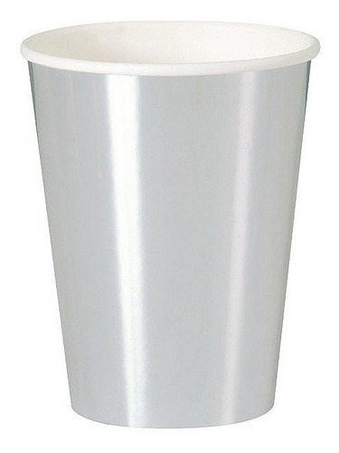 Vasos De Cartón Metalizados Plateados 12oz 8 Unidades