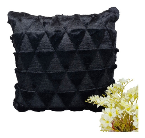 Capa De Almofada Pelucia Soft Luxo Geometrica Tessile Color Cor Preto Cor