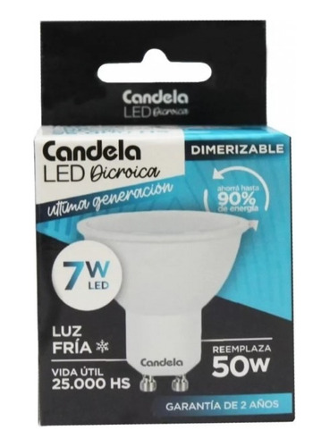 Lampara Led Dicroica Fria 7w Candela