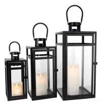 Comprar Juego De 3 Faroles Color Plata  Porta Velas Decoración Salon