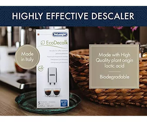 Descalcificador De'Longhi EcoDecalk, solución descalcificadora universal  ecológica para máquinas de café y espresso, 16.90 oz (5 usos)