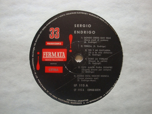 Sergio Endrigo Donde Crees Que Ir Lp Vinilo Argen 67 Rk