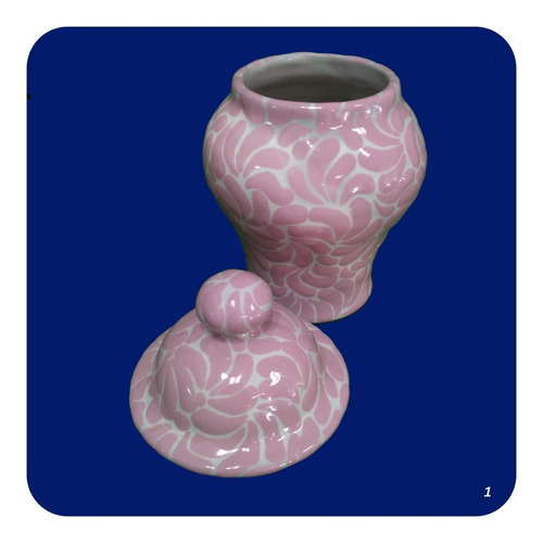 Imagen 2 de 3 de Tibor Barroco Plumeado Rosa De Talavera Poblana 18 Cm Tbr