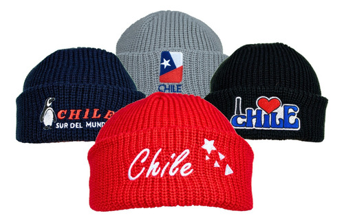 Pack 4 Gorros De Lana Bordado De Chile Gorro De Lana