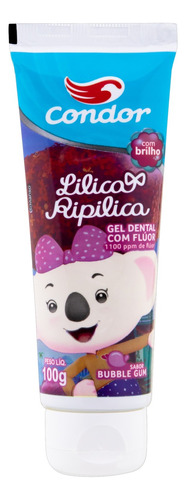 Pasta de dentes infantil Condor Lilica Ripilica Bubble Gum  em gel 100 g
