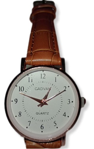 Reloj Mujer Cadvan Dorado Con Correa De Cuero Café 