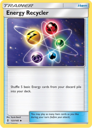 Cartas Pokemon Sun Item Energy Recycler 123/145 Reverse Gri