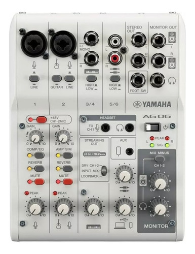 Consola Mixer Yamaha Ag06 Mk2 Para Streaming 6 Canales Usb