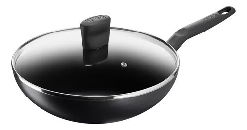 Wok 28 Cm + Tapa Super Cook Color Negro