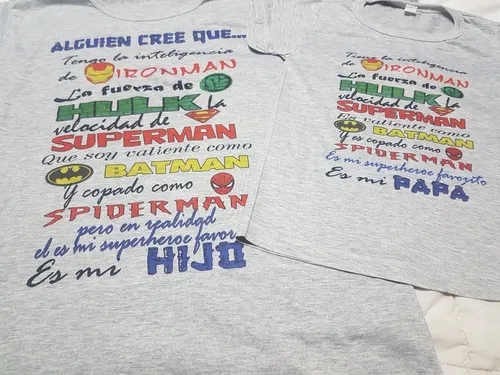 Combo Remeras Padre E Hijo, Super Heroe, Simpsons, Smile