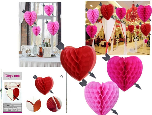 Lote Pack 3 Corazones Dia Amor Paper 36 Cms 3d Adorno 36 Cms