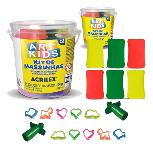 Massa Para Modelar C/ 2 Baldinhos De Massinhas + Moldes 300g