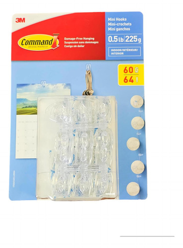 3m Comando Clear Clear Indoor Hooks, 60 Hooks Y 64 Tiras