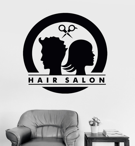 Vinilo Decorativo Logo Hair Salon Unise Pared Mas Diseños 4u