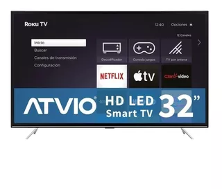 Pantalla 32 Pulgadas Smarttv Hd Led Atvio Atv-32smr Negra