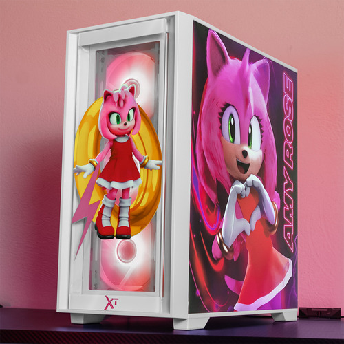 Gabinete Gamer XTREME PC GAMING Ring Amy Edition Mini Torre Micro ATX 4 Fan ARGB USB-C Cristal Templado Frente Intercambiable