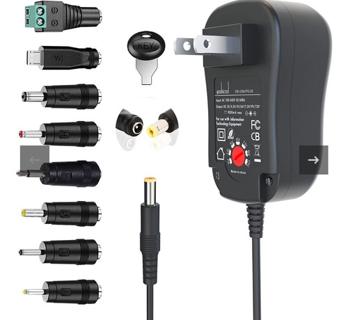 Adaptador Universal Multivoltaje Yoshicool 12w Con 8 Puntas