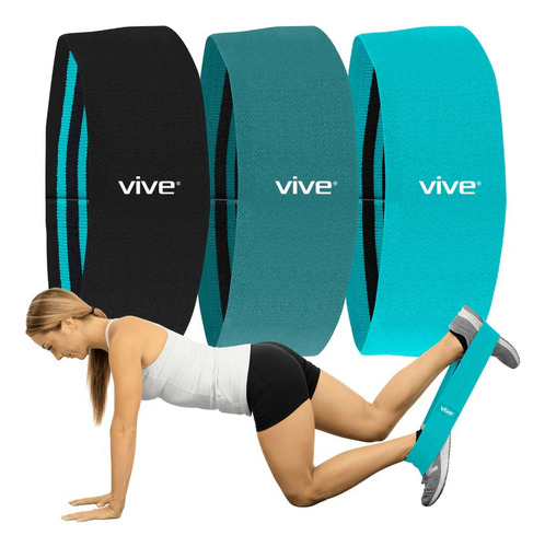 Bandas Cerradas De Tela, 3 Resistencias Vive Color Negro Verde Aqua