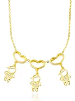 Comprar Colar Filhos Três Meninos Pingentes Banhado Ouro 18k