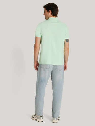 Polo De Corte Regular Con Logo Vertical Verde Tommy Hilfiger