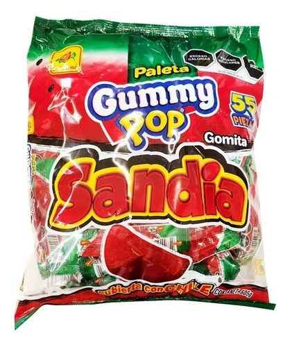 2 Pza Paleta De La Rosa Gummy Pop Gomita Sabor Sandía Cubier
