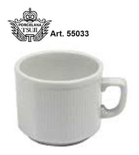 Taza Pocillo De Cafe Porcelana Tsuji 550 Hexagonal Rayada