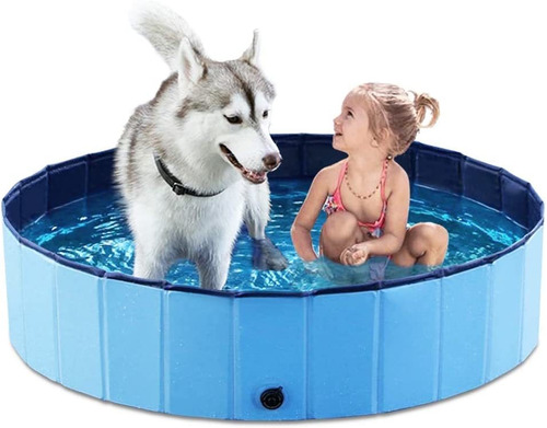 Piscina Plegable Jasonwell, Para Mascotas Y Niños, Azul, L