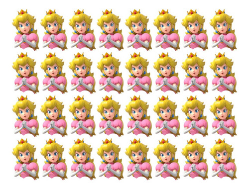 64 Toppers De Oblea Para Cupcakes 5 Cm Dorso Princesa Peach