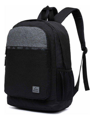 Mochila Masculina Reef Casual Dia A Dia Cor Preto E Cinza Desenho Do Tecido Liso