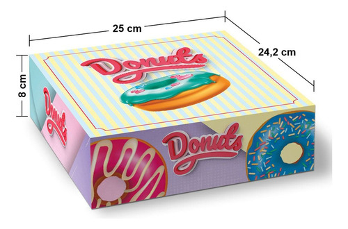 Embalagem Para Donuts - 4 Unidades - Color - 100 Unidades